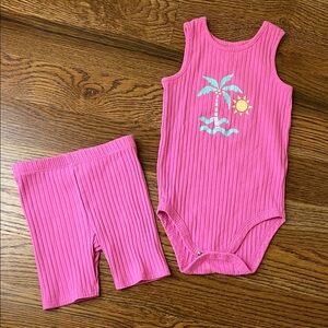 Pink Sleeveless Baby Romper and Shorts Set